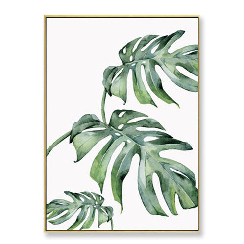 Minimalist Botanical Wall Art Green Plant Canvas | Home Decor Painting for Relaxing Living Spaces