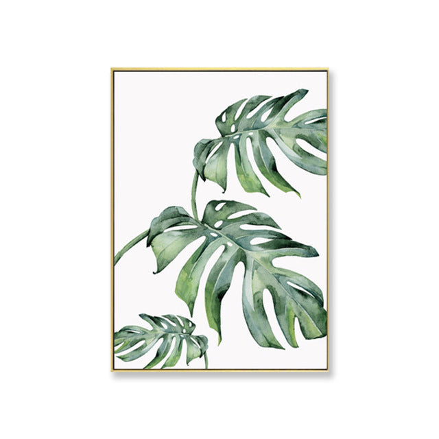 Minimalist Botanical Wall Art Green Plant Canvas | Home Decor Painting for Relaxing Living Spaces