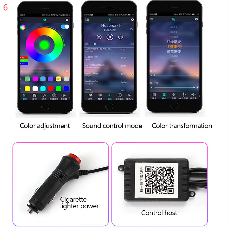 Car Fiber Optic Ambient Light Kit – RGB LED Interior Lights with App & Music Sync Control