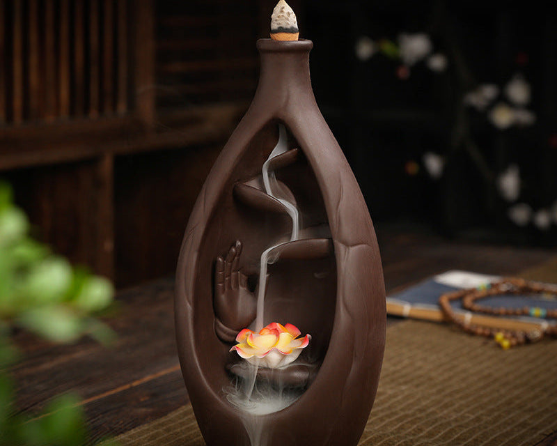 Incense Burner Fountain – Backflow Waterfall Decor for Zen Home & Office
