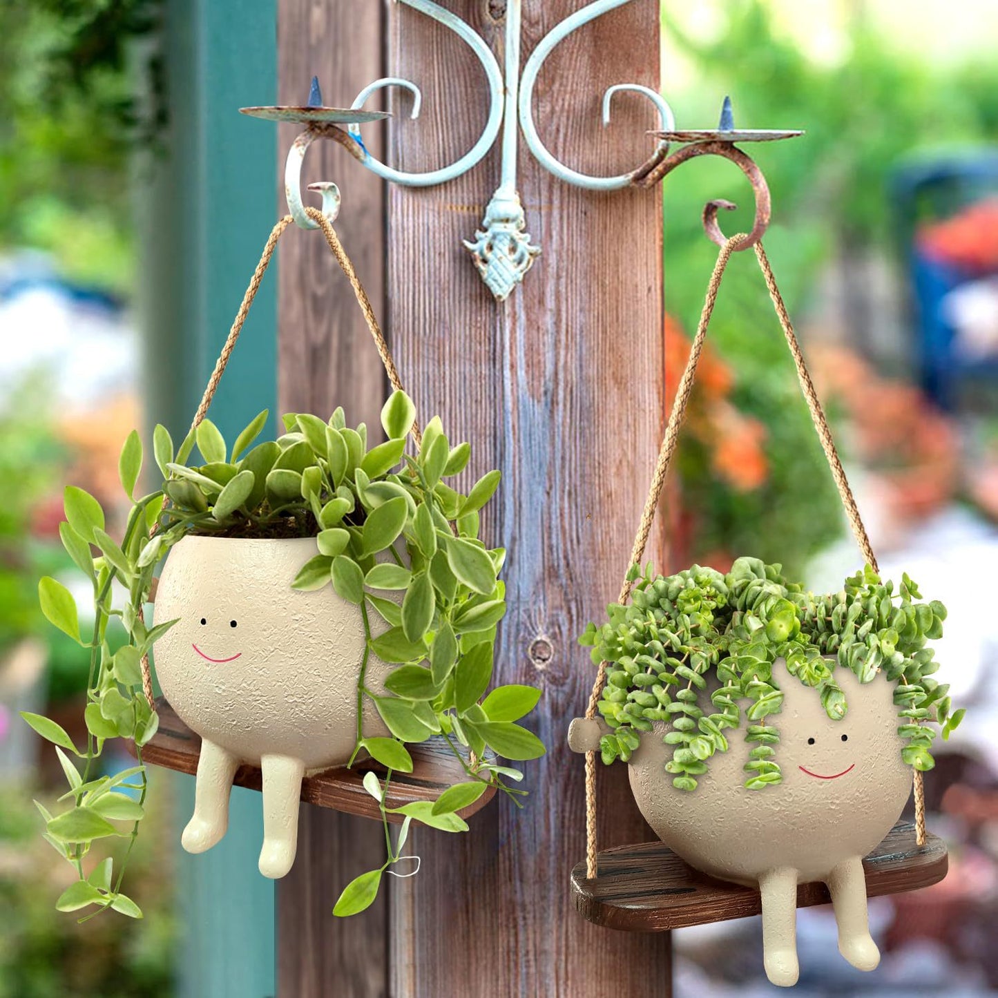 Garden Decor Hanging Plant Pot – Cute Face Planter for Balcony & Home