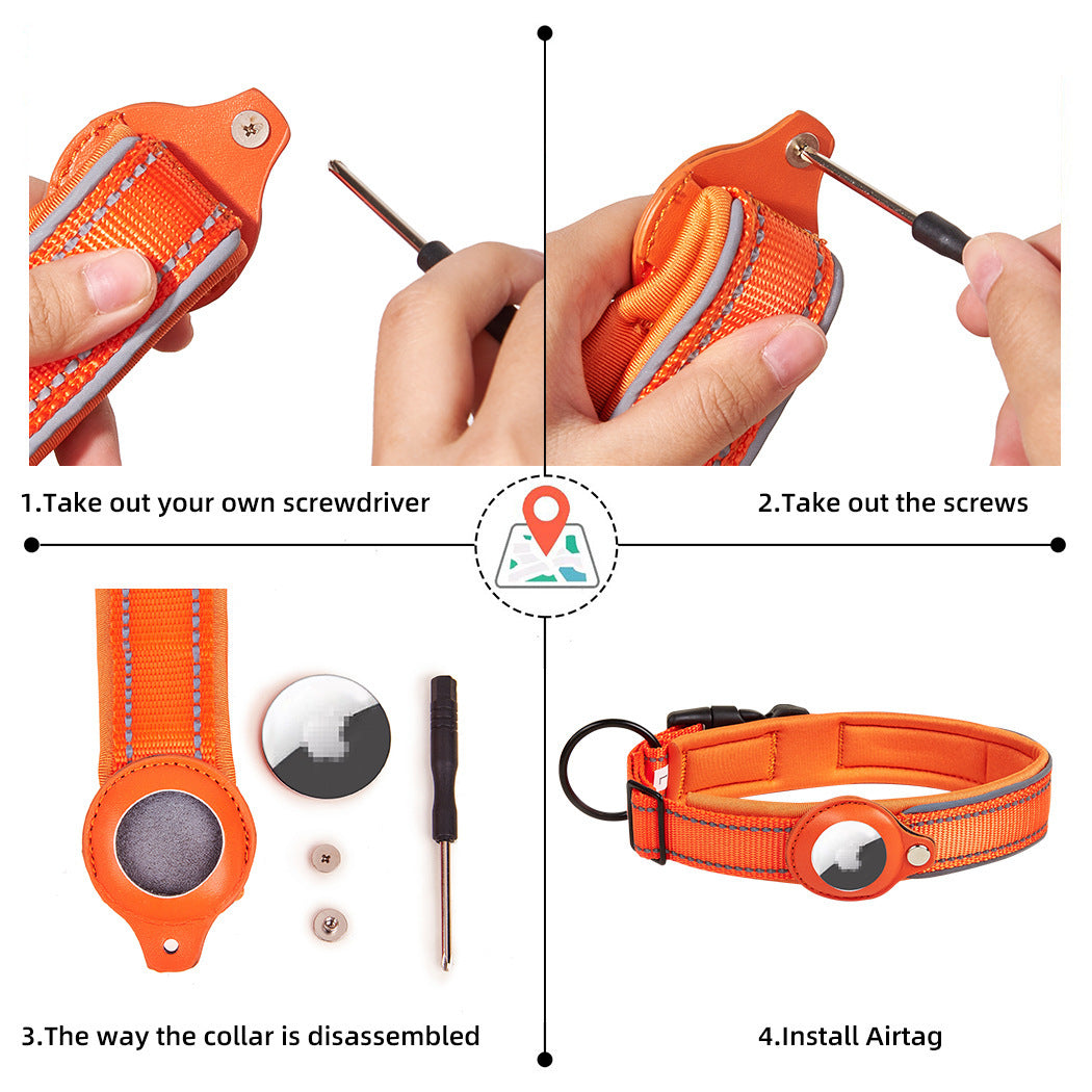 Pet AirTag Holder Collar Leather – Anti-Lost GPS Tracker for Dogs & Cats