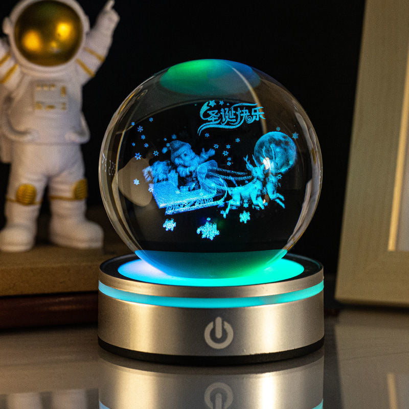 Colorful LED Crystal Ball Night Light – 3D Illusion Table Lamp Home Decor