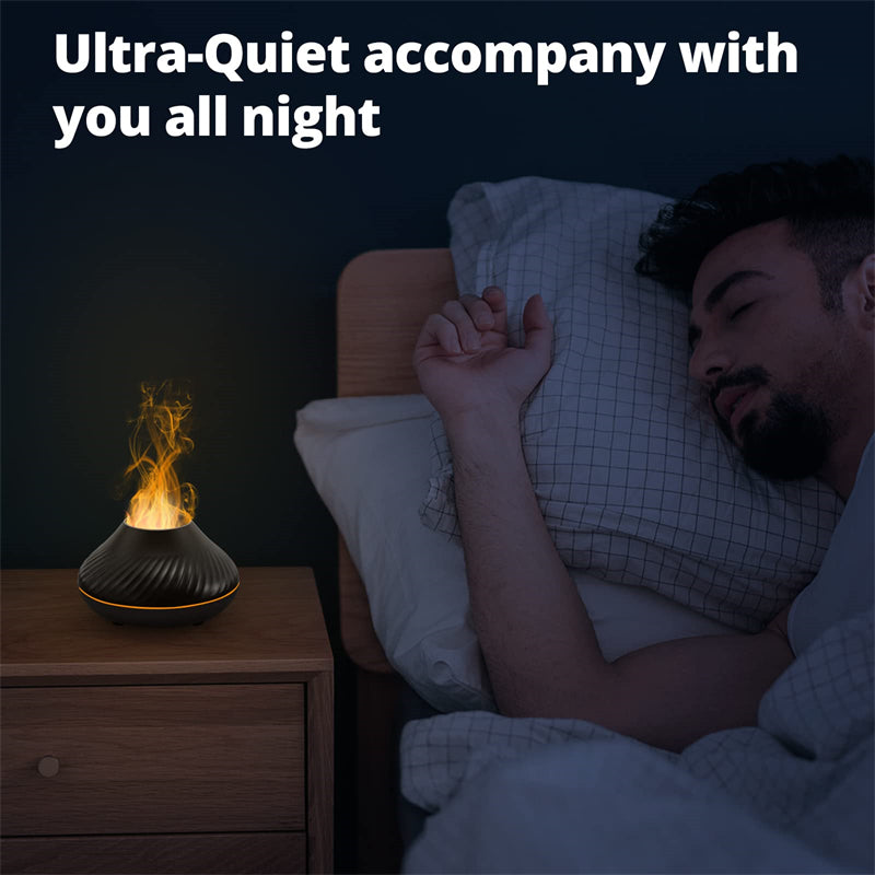 Volcanic Fire Mist Diffuser – USB Essential Oil Humidifier with Color LED Flame Night Light