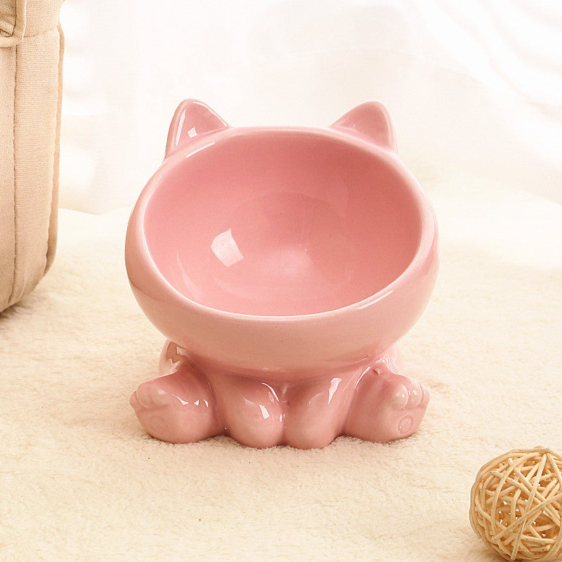 Stylish Ceramic Cat & Dog Bowl Raised Anti Choke Pet Food Bowl Ergonomic Feeding Dish