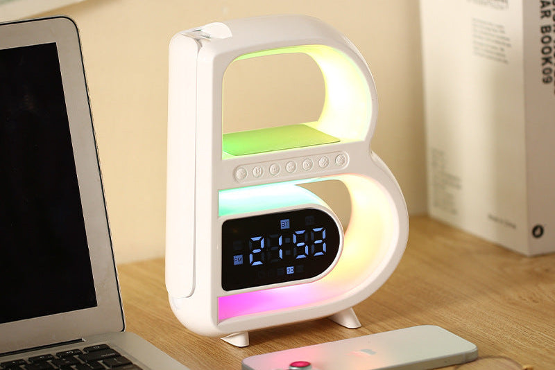 Portable B-Shaped Bluetooth Speaker – Music, Wireless Charger & TF Card Compatible