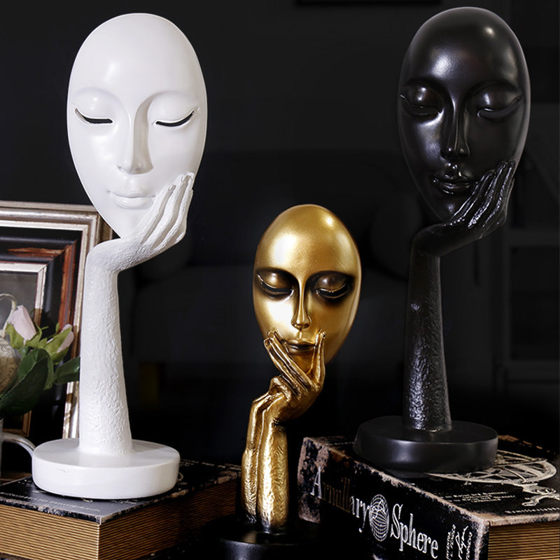 Nordic Abstract Art Sculpture – Thinking Lady Resin Figurine for Living Room Decor