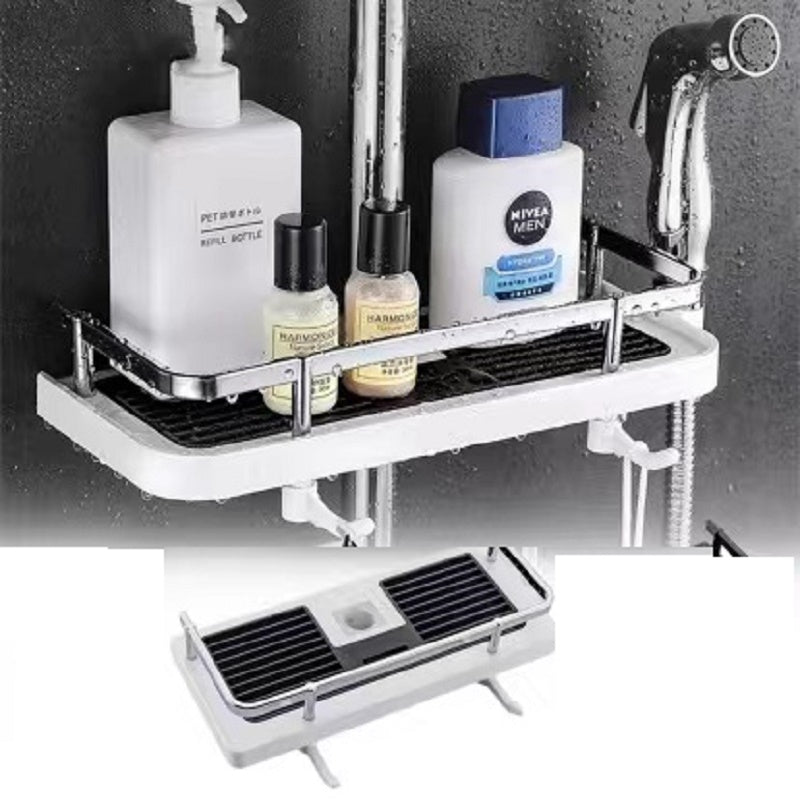 No Drill Bathroom Shower Shelf Organizer – Adjustable Punch-Free Storage Rack Basket