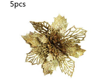 Christmas Glitter Fake Flowers – Festive Tree Decorations for Home & Party Setup