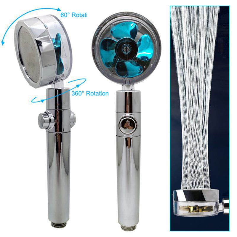 Strong Pressure Shower Head – Turbo Propeller Water Saving Handheld Spray