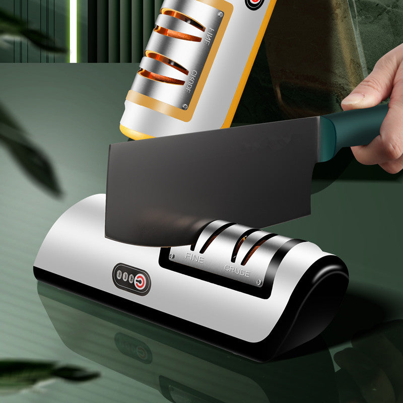 Smart Electric Knife Sharpener USB Rechargeable Kitchen Tool – Quick Automatic Blade Sharpening System