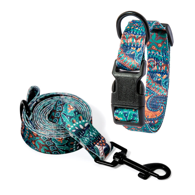 Heavy Duty Dog Collar and Leash Set Pet Walking Control Training Collar Lead