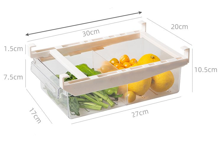 Refrigerator Storage Drawer Organizer – Adjustable Pull Out Fridge Shelf Rack