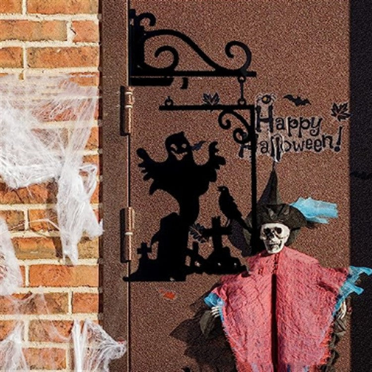 Spooky Halloween Outdoor Metal Decorations – Black Cat Witch Ghost Yard Stakes