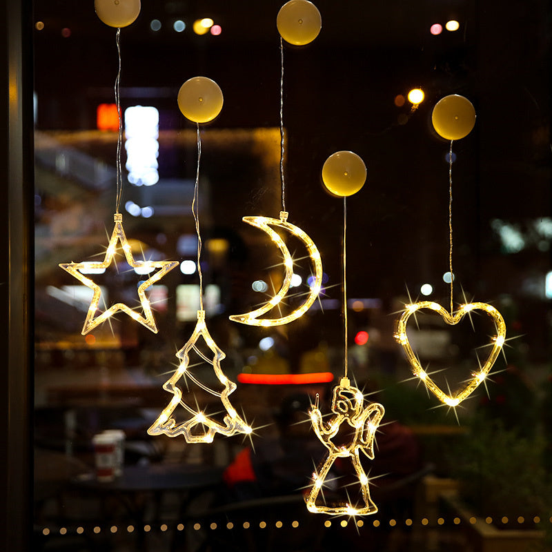 Snowflake & Star LED Curtain String Lights – Christmas Party Background Decor