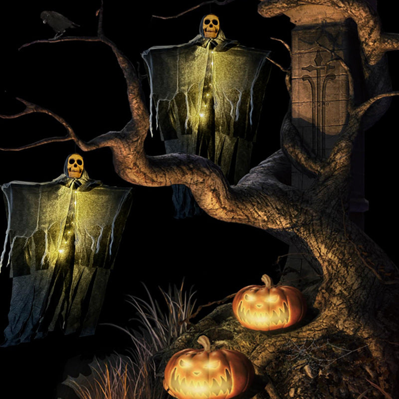 Halloween Hanging Ghost Skull Skeleton Prop – Scary Outdoor Yard & Home Haunted House Decor