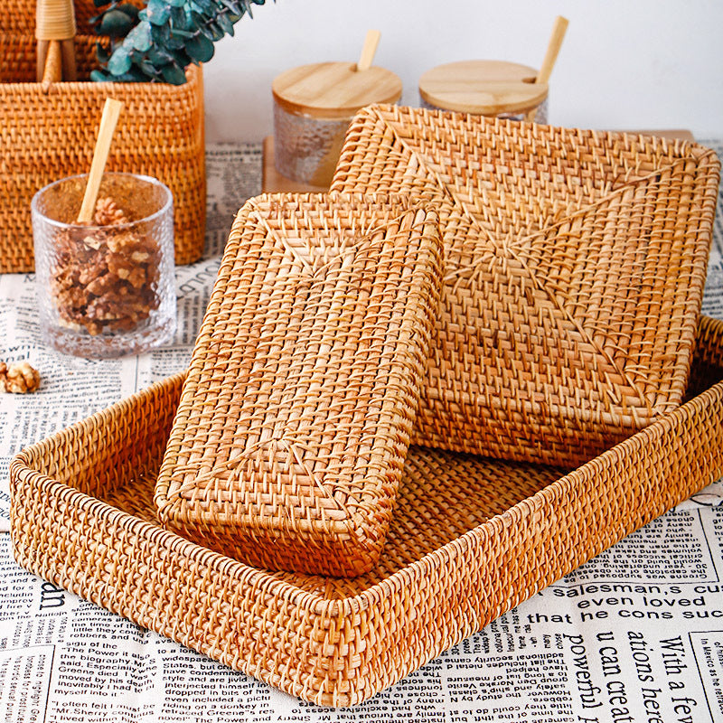 Decorative Woven Storage Basket – Handmade Rattan Organizer for Boho Home Styling