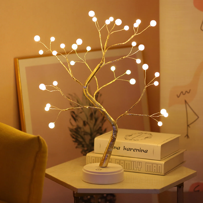Pearl Star LED Tree Lamp – Touch Switch Night Light for Bedroom, Desk & Aesthetic Room Decor