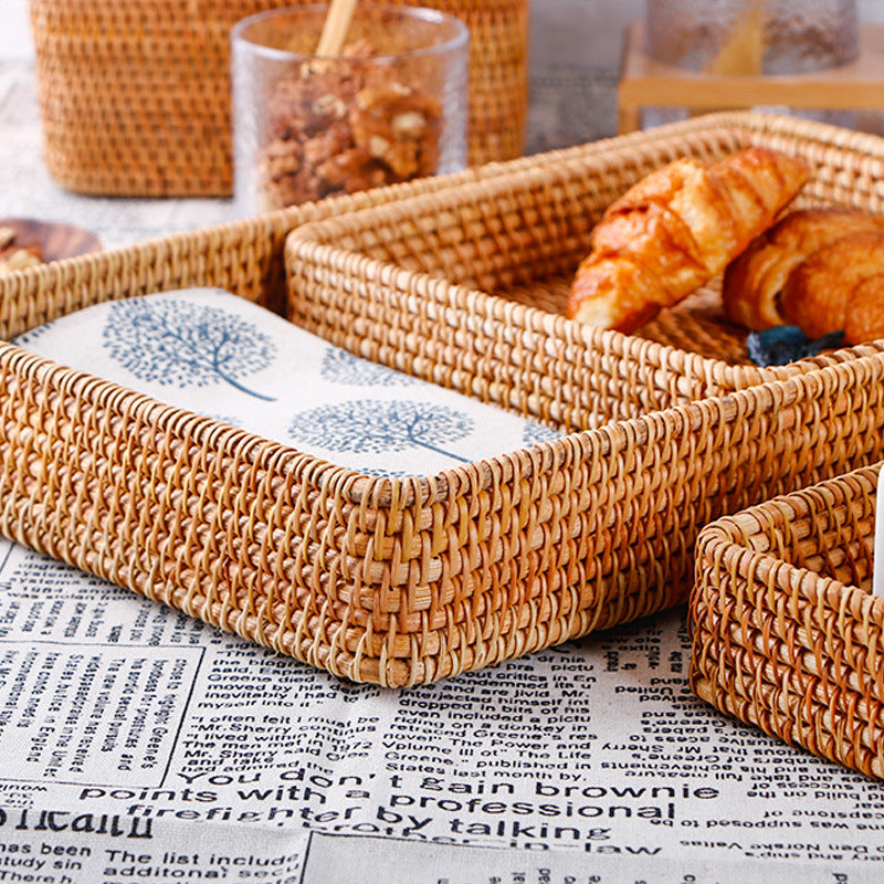 Decorative Woven Storage Basket – Handmade Rattan Organizer for Boho Home Styling