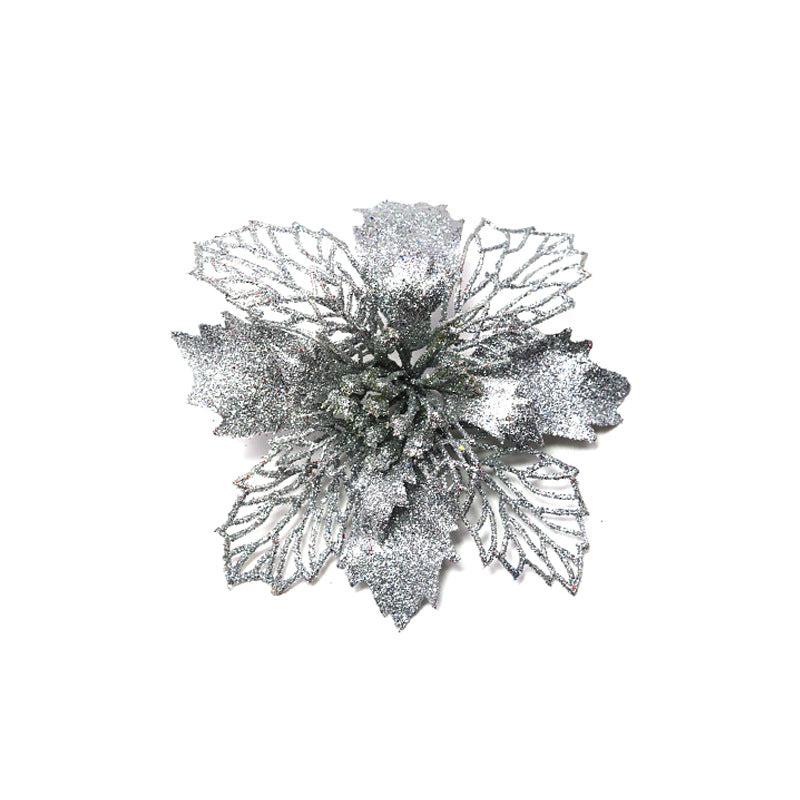 Christmas Glitter Fake Flowers – Festive Tree Decorations for Home & Party Setup