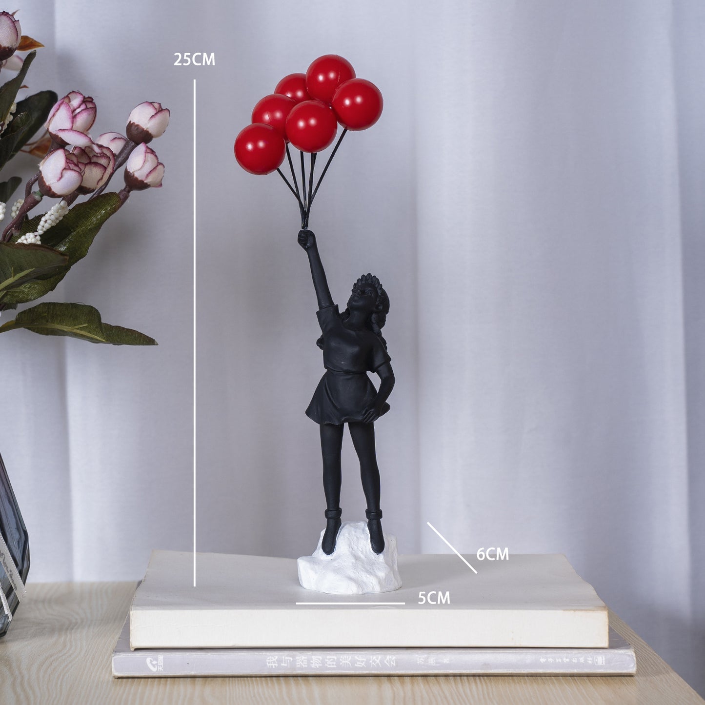 Luxury Living Room Resin Sculpture – Little Girl with Balloon Art Decor