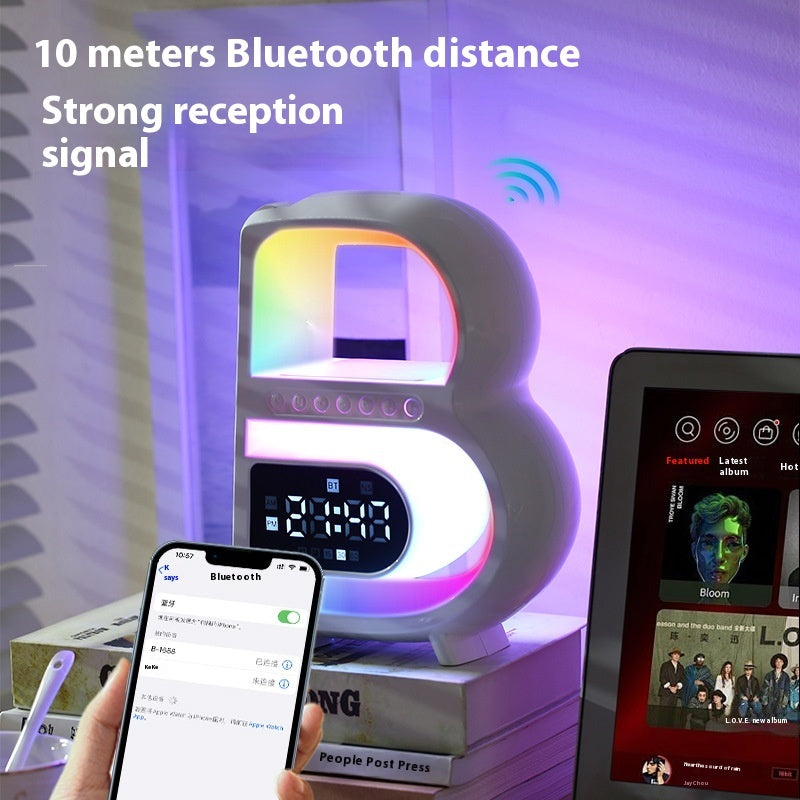 Portable B-Shaped Bluetooth Speaker – Music, Wireless Charger & TF Card Compatible