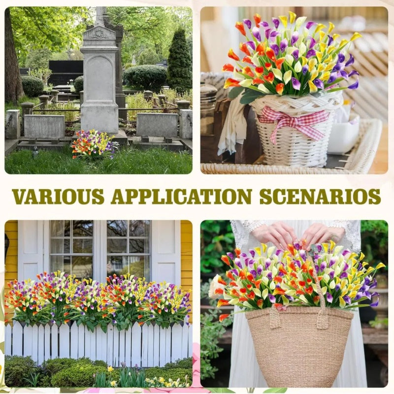 Long Stem Calla Lily Fake Flowers – Indoor Planter & Porch Decoration