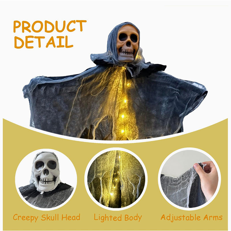 Halloween Hanging Ghost Skull Skeleton Prop – Scary Outdoor Yard & Home Haunted House Decor