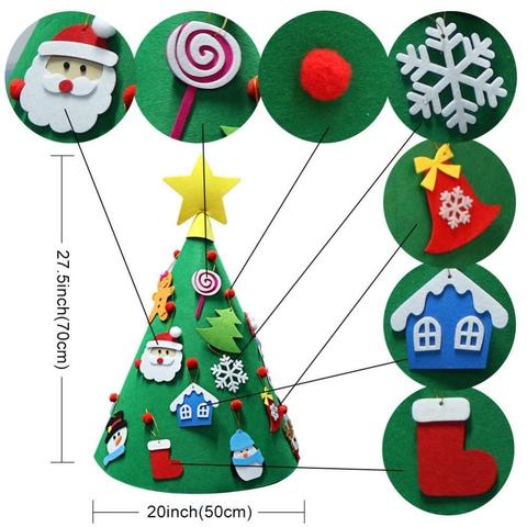 Handmade Kids Christmas Felt Tree Puzzle 3D DIY Hanging Ornament Educational Xmas Toy