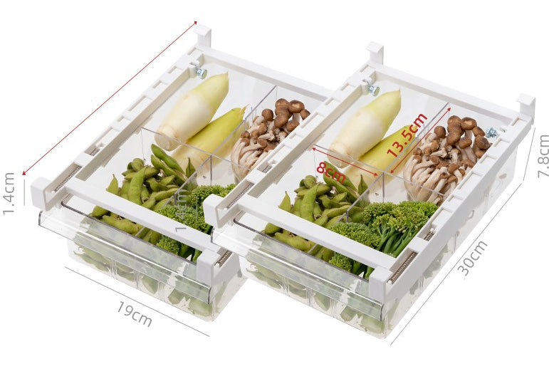 Refrigerator Storage Drawer Organizer – Adjustable Pull Out Fridge Shelf Rack