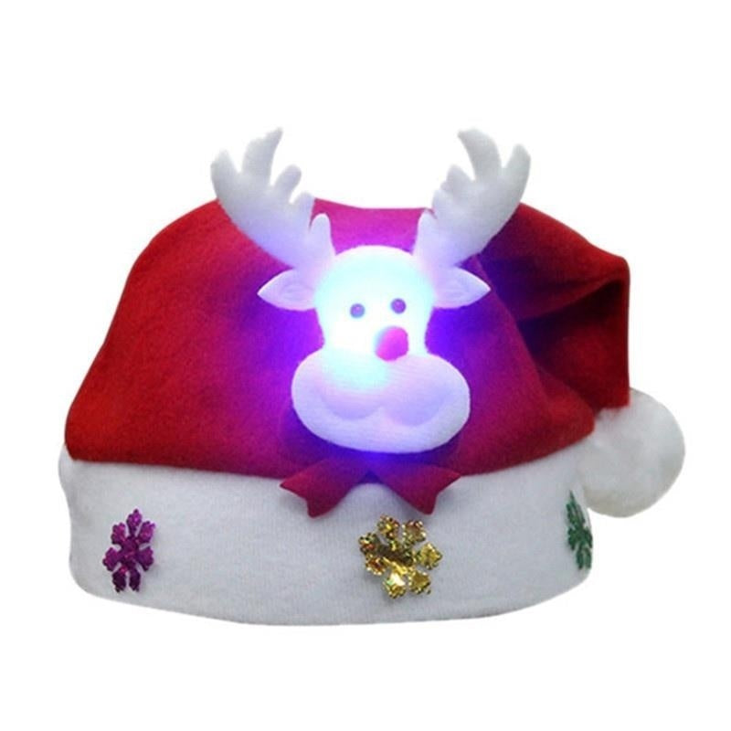 Holiday Christmas LED Hat – Cartoon Non-Woven Glow Headwear