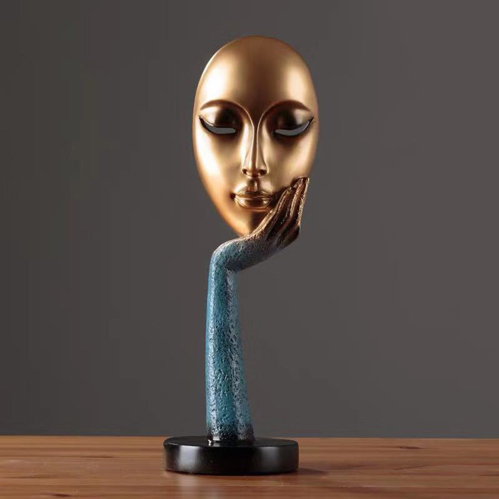 Nordic Abstract Art Sculpture – Thinking Lady Resin Figurine for Living Room Decor