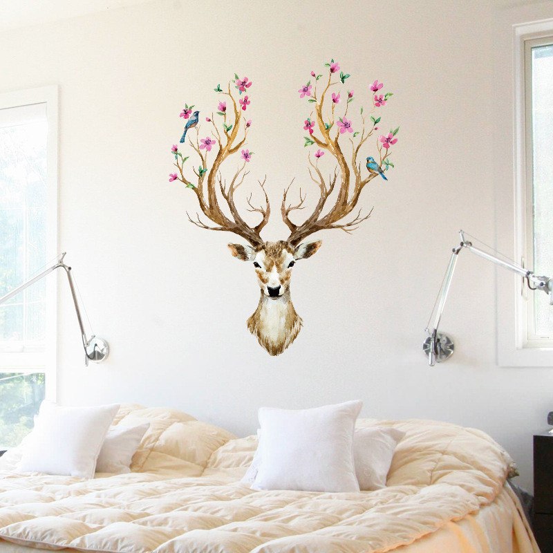 Sika Deer Wall Art Stickers – Decorative DIY Wall Decals for Bedroom & Living Room Interior