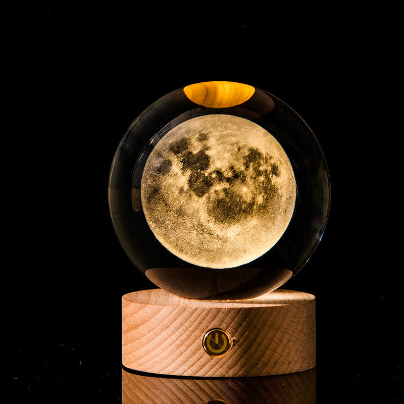 Galaxy Crystal Ball Night Light – 3D Laser Engraved Lamp for Cozy Room Vibes