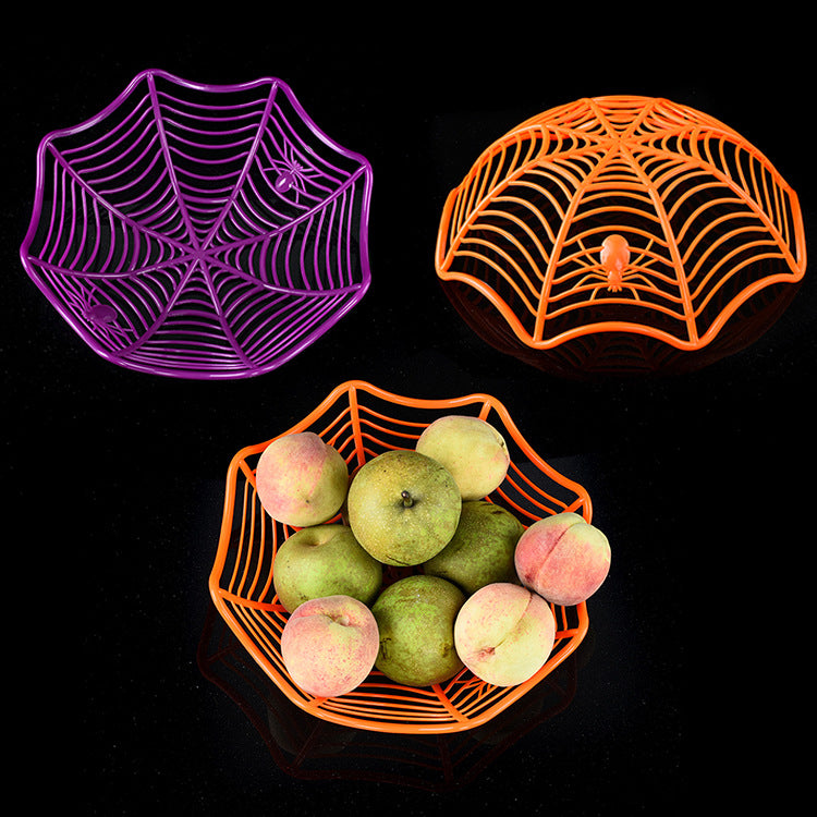 Halloween Spider Web Candy Dish Tray | Fruit Plate Snack Bowl Party Home Decoration