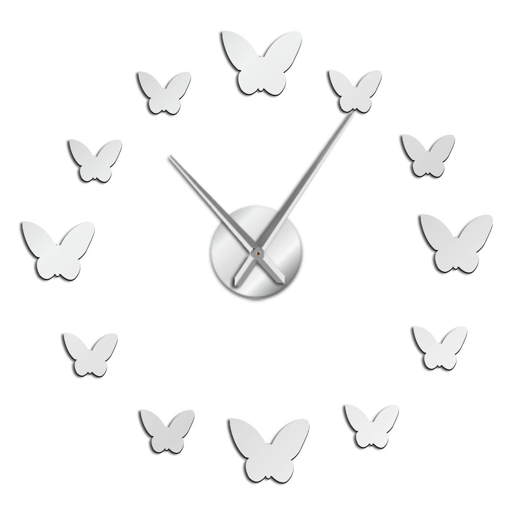 3D Mirror Butterfly Wall Clock – Large DIY Wall Decor for Living Room & Bedroom