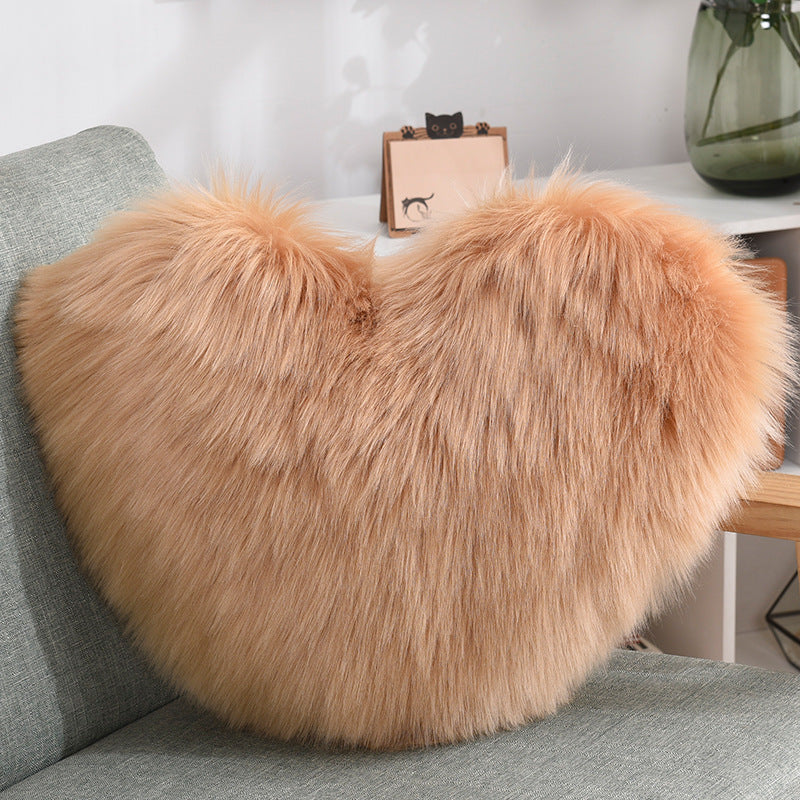 Cuddle-Perfect Fluffy Heart Throw Pillow Cover