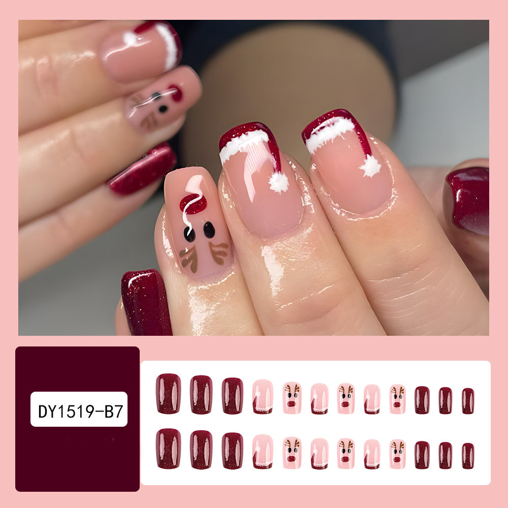 Luxury Christmas Press On Nails 24 pcs Set – Festive Snowflake Fake Nails