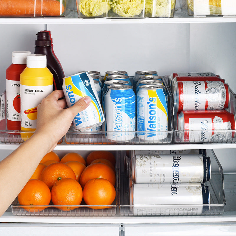 Fridge Organizer Beverage Holder – Clear Storage Container for Kitchen, Freezer & Cabinets
