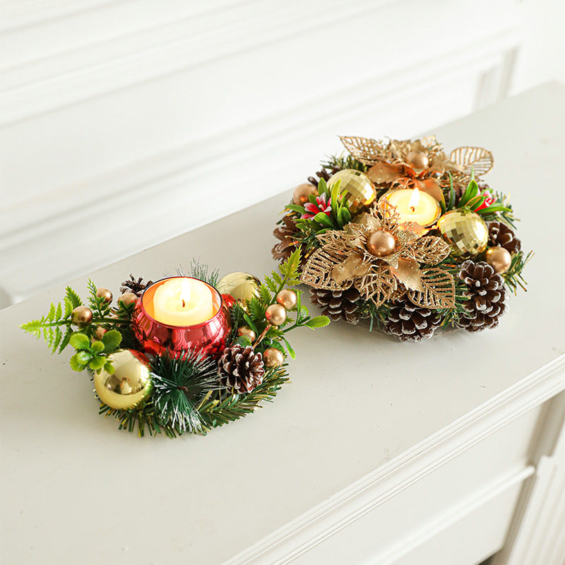 Christmas Table Wreath – Candle Holder Centerpiece for Festive Home Decor