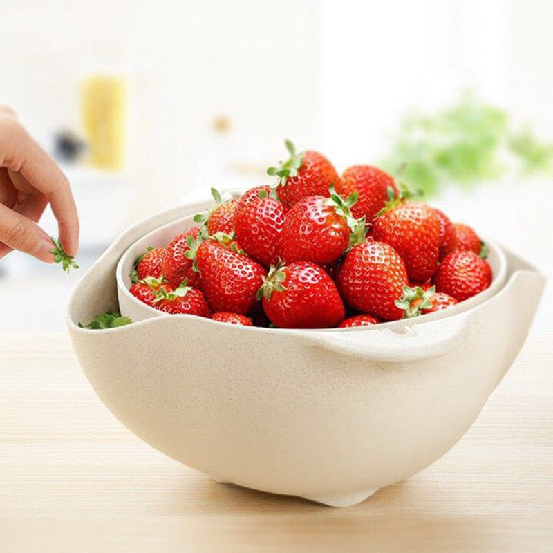 Plastic Kitchen Drain Basket – Multi-Use Rice Washer & Fruit Washing Bowl