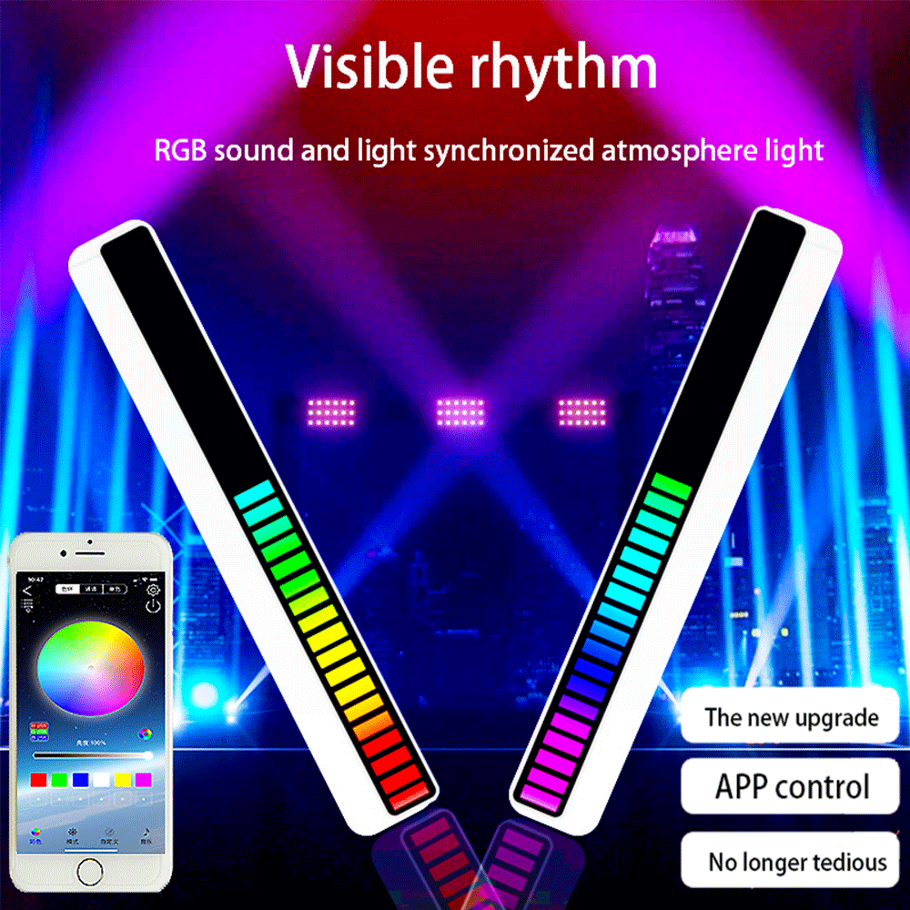 Car Interior RGB Light Bar – Music Rhythm Sound Control LED with Voice Activation & 18 Colors