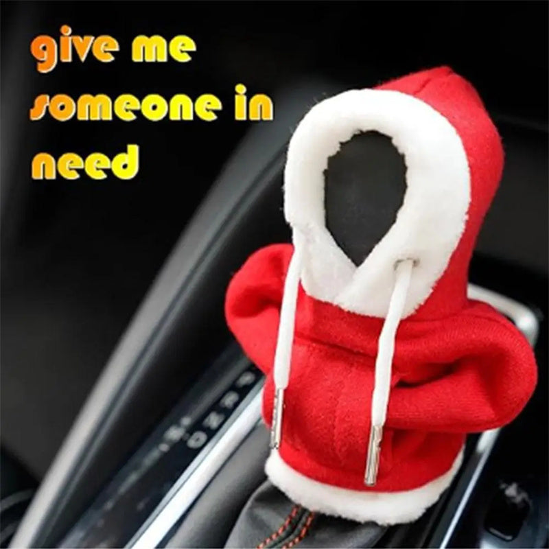 Cute Hoodie Gear Shift Knob Cover – Christmas Car Decoration, Fun Gift for Drivers