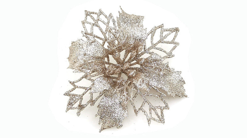 Christmas Glitter Fake Flowers – Festive Tree Decorations for Home & Party Setup