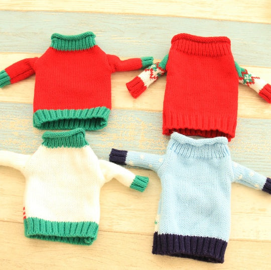 Christmas Wine Bottle Sweater Cover Set Knitted Holiday Table Decor Festive Ornament