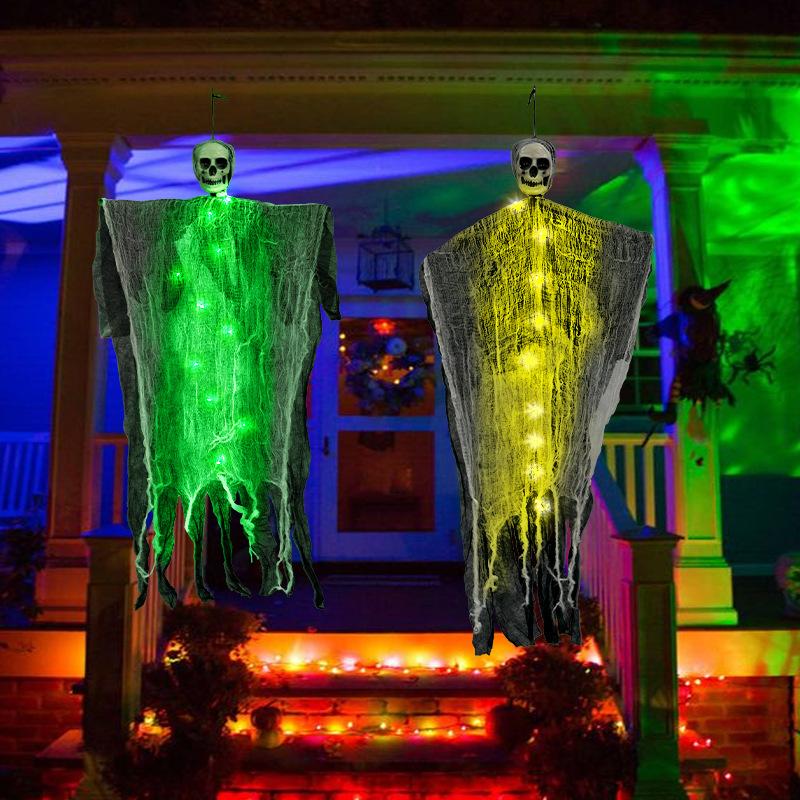 Halloween Hanging Ghost Skull Skeleton Prop – Scary Outdoor Yard & Home Haunted House Decor
