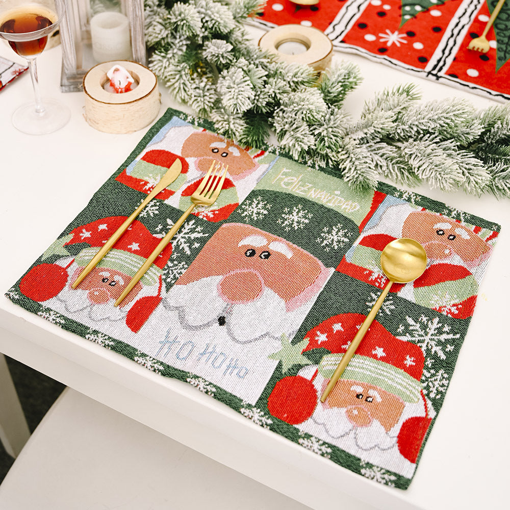 Christmas Dining Table Knitted Placemats – Holiday Home Decor Table Setting Mats
