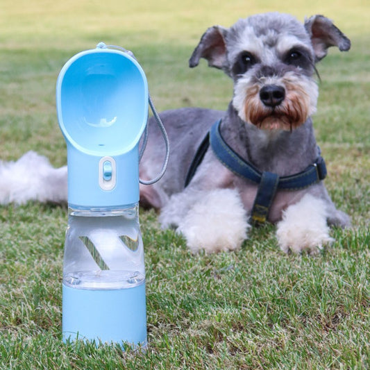 Portable Pet Water Bottle with Garbage Bag Holder – Dog & Cat Travel Mug