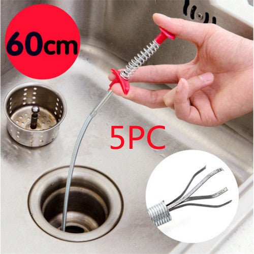 Household 60CM Drain Unclogger – Kitchen Sink Hair Catcher & Sewer Cleaning Rod Tool