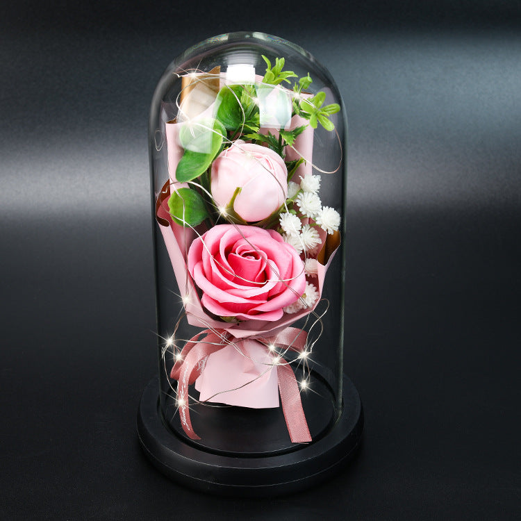 Glass Rose Lamp LED Night Light – Romantic Flower Table Lamp for Bedroom Home Decor